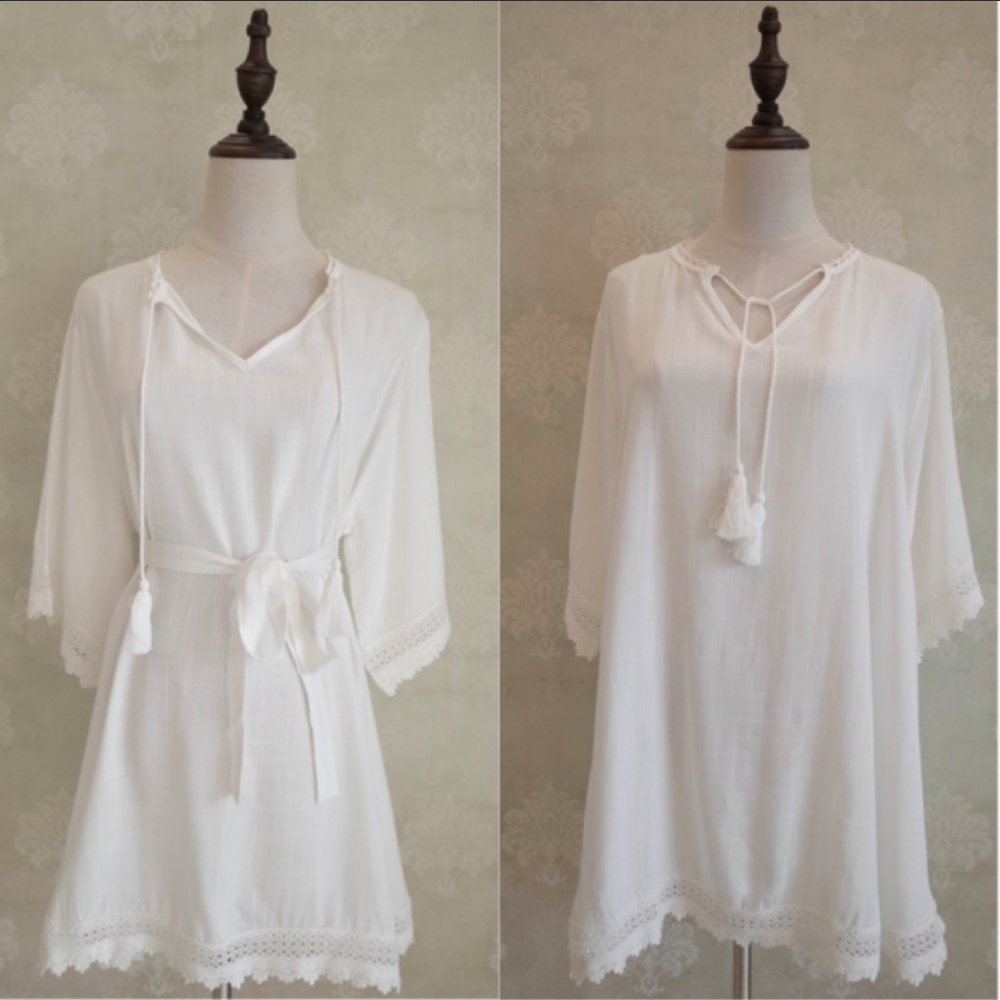 White Short Beach Coverup - Picture 2 of 7